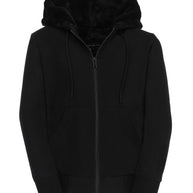 T.O. Collection Men's Black Dressy Spring Hoodie with Black Fur