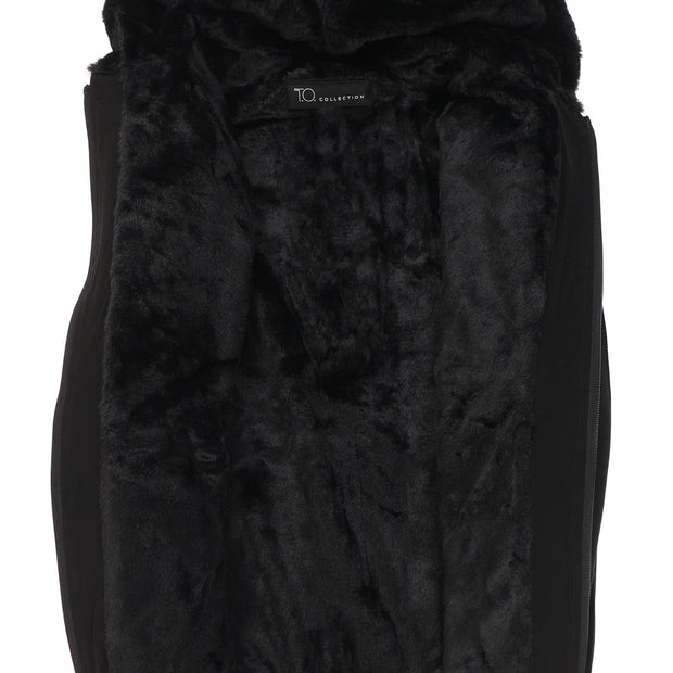 T.O. Collection Boy's Black Dressy Spring Hoodie with Black Fur