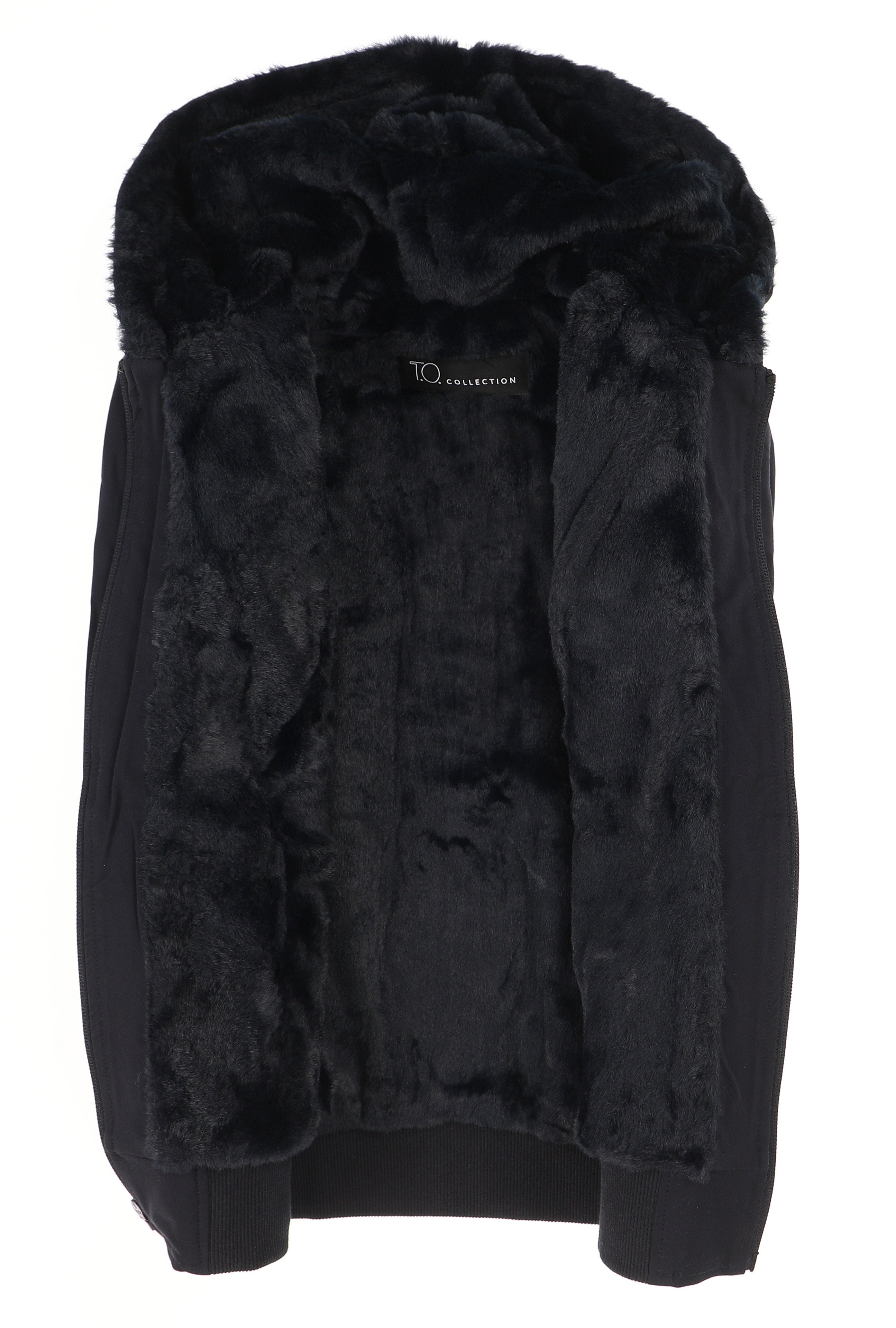 T.O Collection Men's Navy Spring Dressy Hoodie with Navy Fur