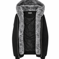 T.O. Collection Boy's Black Hoodie - with Grey Removable Fur