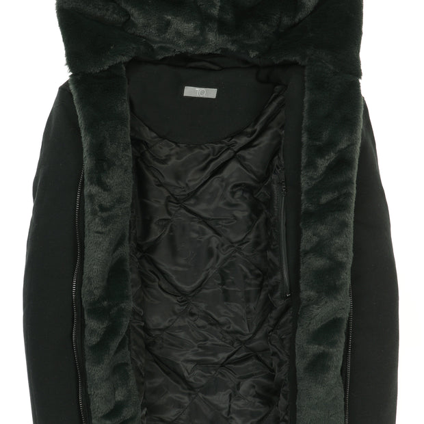 T.O. Collection Boy's Black Hoodie - with Green Removeable Fur