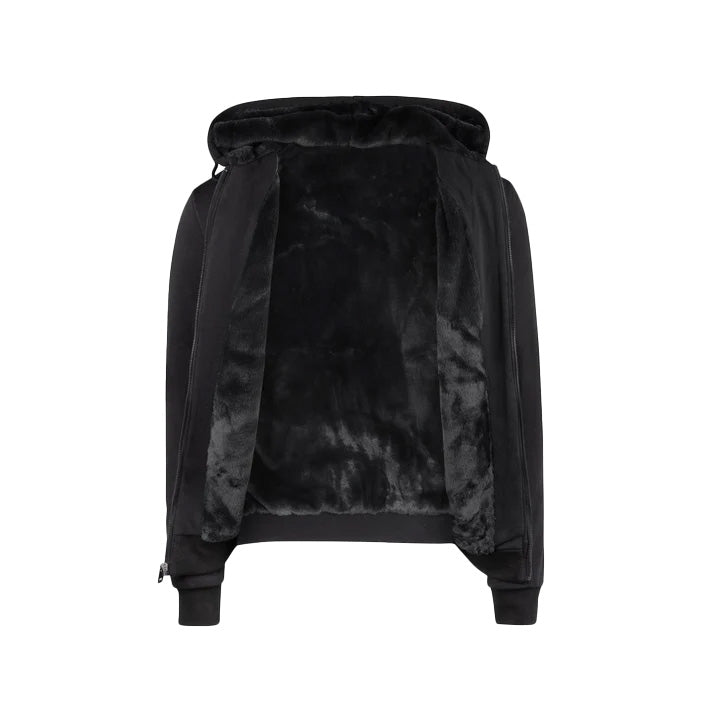 T.O. Collection Boy's Fully Lined Black Hoodie - Black Fur