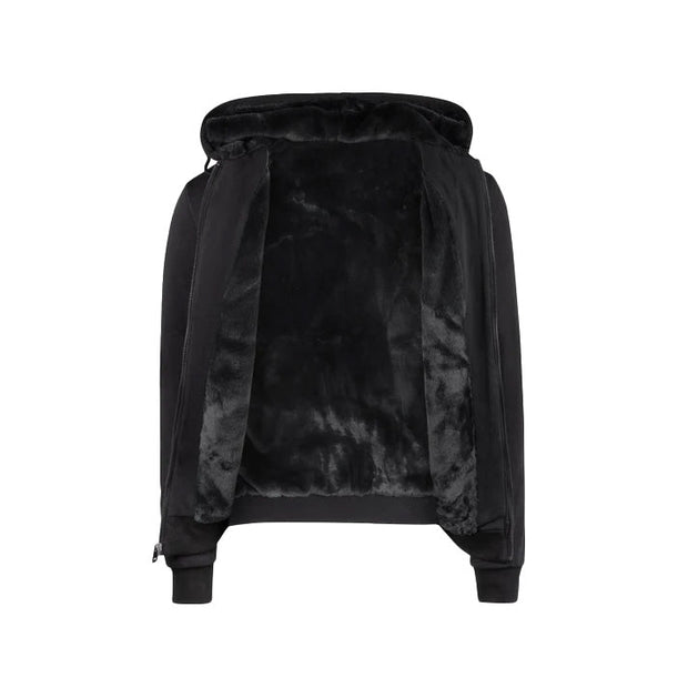 T.O. Collection Boy's Fully Lined Black Hoodie - Black Fur