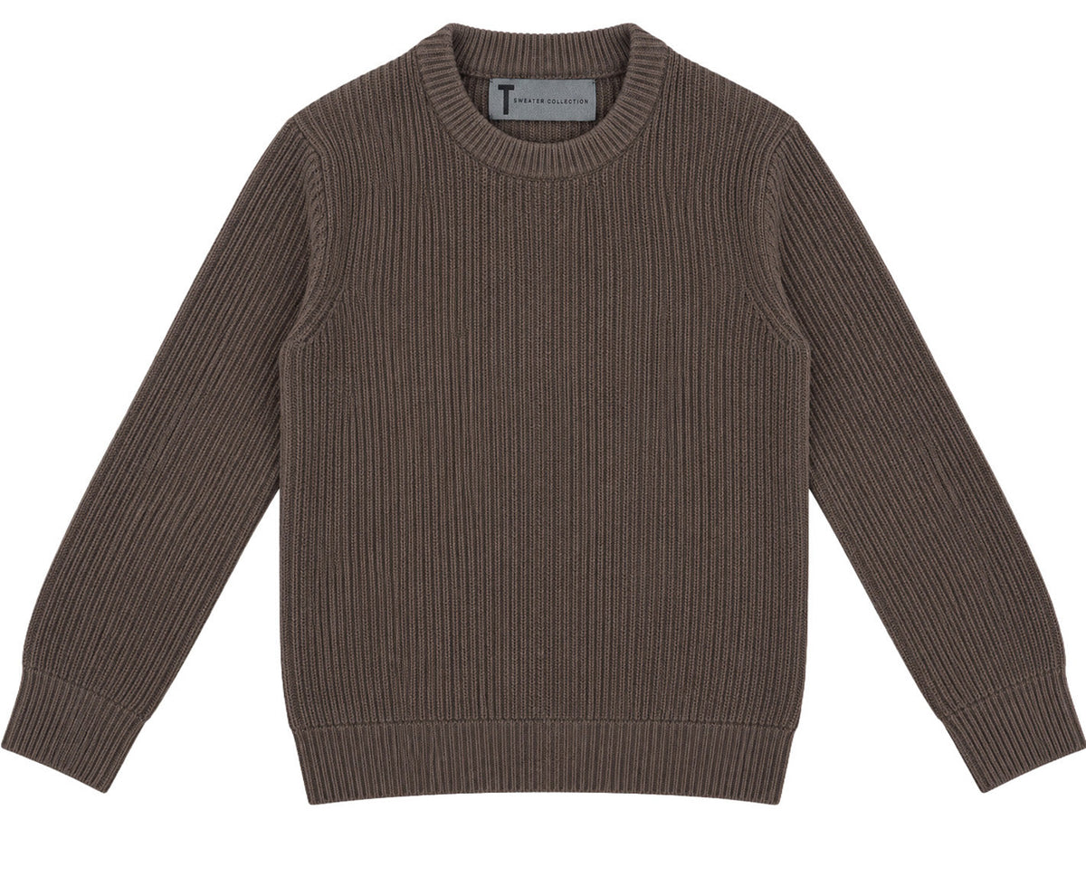 T.O. Collection Men's Crew Neck Ribbed Knit Sweater