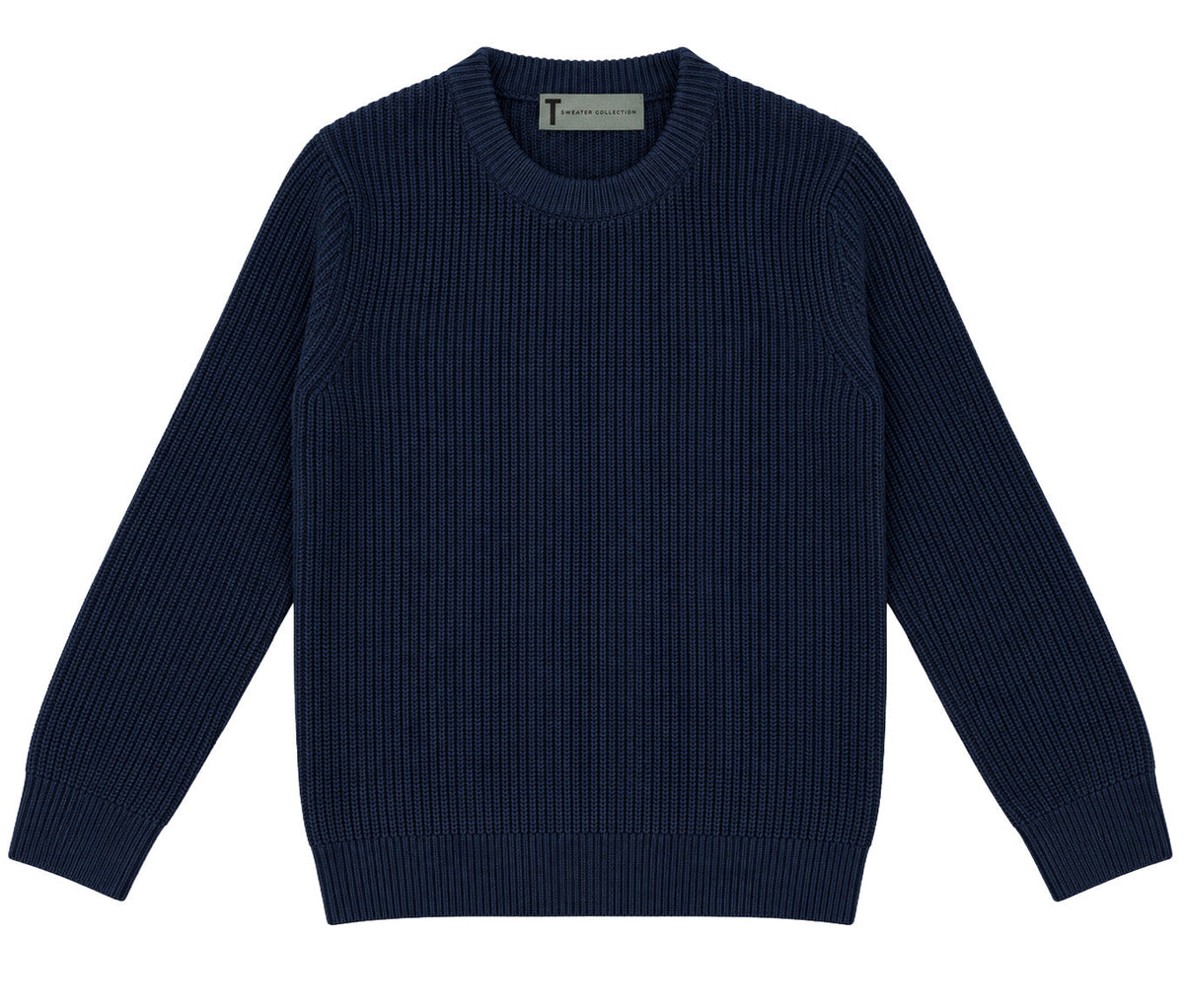 T.O. Collection Men's Crew Neck Ribbed Knit Sweater