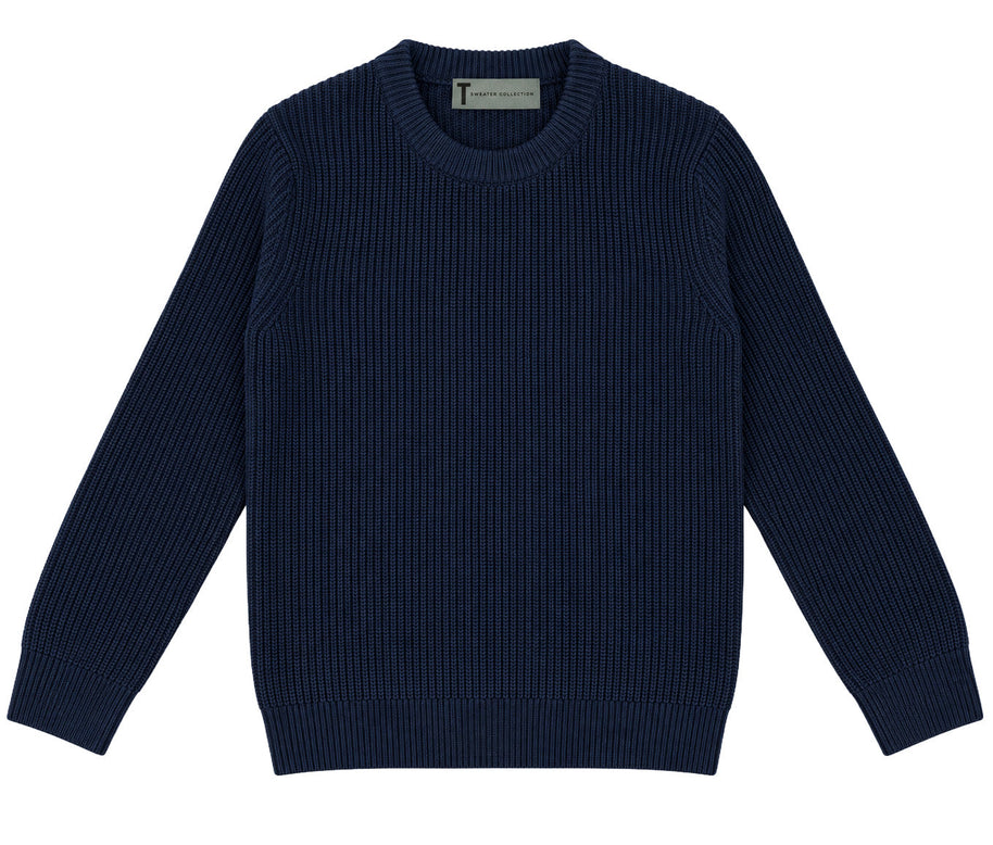 T.O. Collection Boys Crew Neck Ribbed Knit Sweater