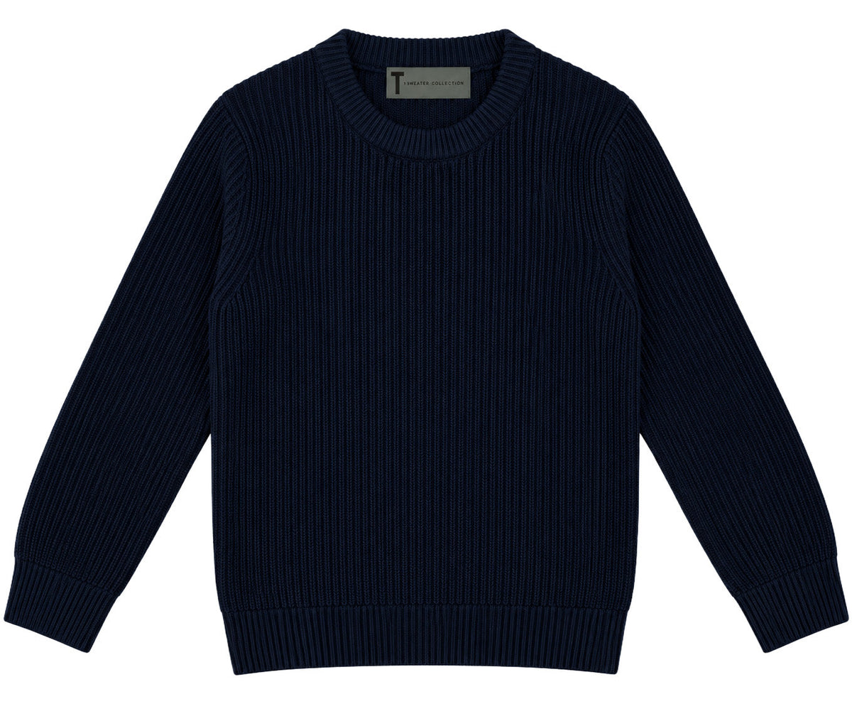 T.O. Collection Men's Crew Neck Ribbed Knit Sweater