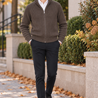 T.O. Collection Boys Full Zip Ribbed Knit Sweater