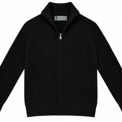 T.O. Collection Men Full Zip Knit Ribbed Sweater