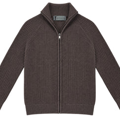T.O. Collection Men Full Zip Knit Ribbed Sweater