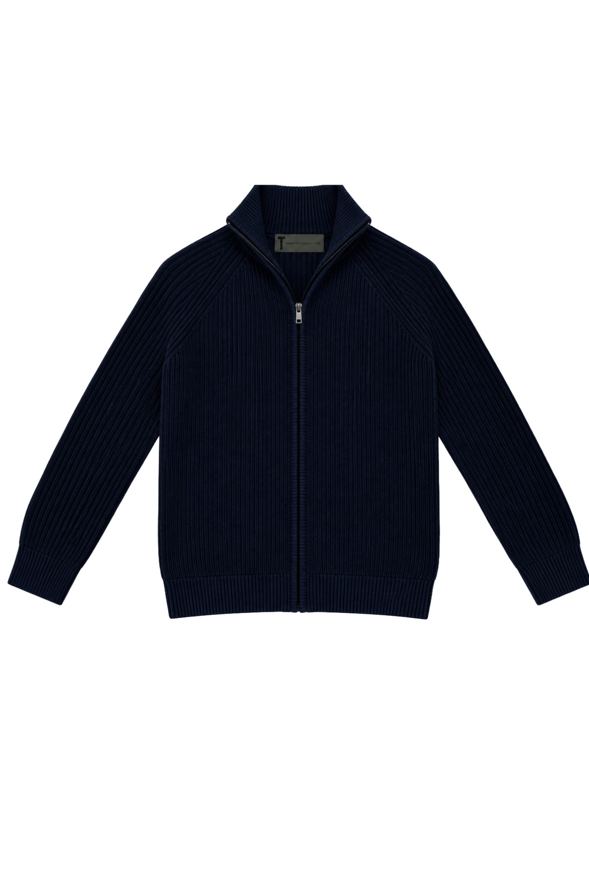T.O. Collection Men Full Zip Knit Ribbed Sweater