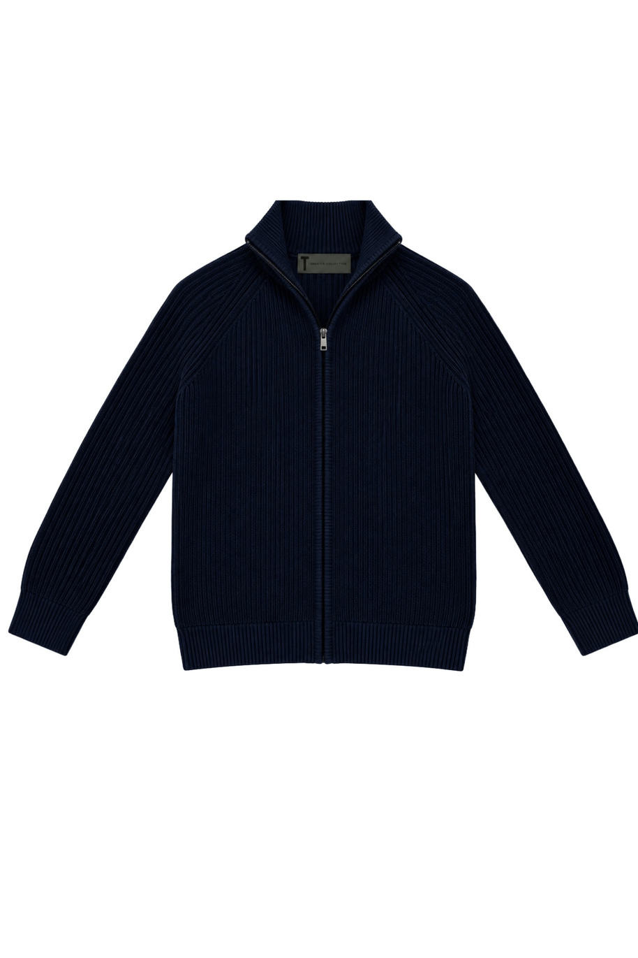 T.O. Collection Men Full Zip Knit Ribbed Sweater