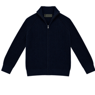 T.O. Collection Men Full Zip Knit Ribbed Sweater