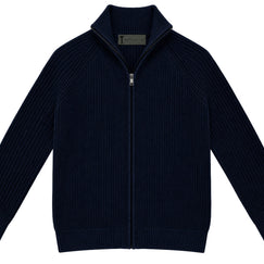 T.O. Collection Men Full Zip Knit Ribbed Sweater