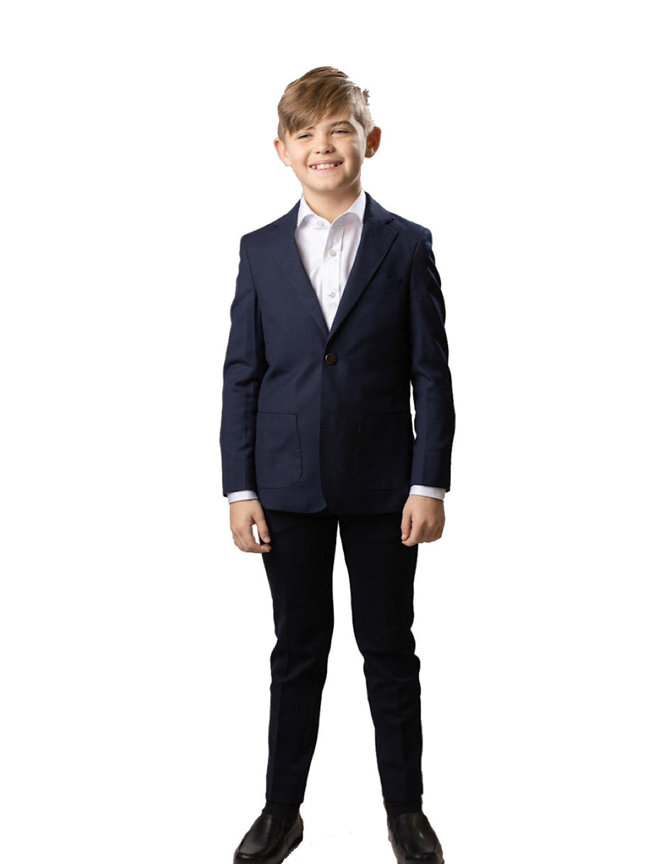 Boy's TR Patch Pocket Suit Blazer - Navy Pique