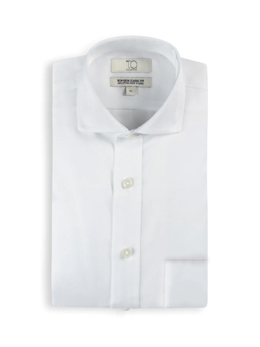 Men's Purple Label White Twill Non-Iron Button Cuff Shirt - With pocket