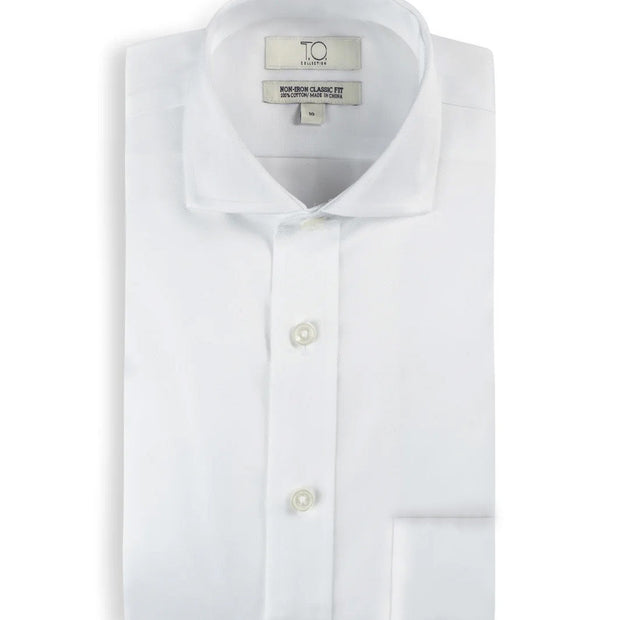 Men's Purple Label White Twill Non-Iron Button Cuff Shirt - With pocket