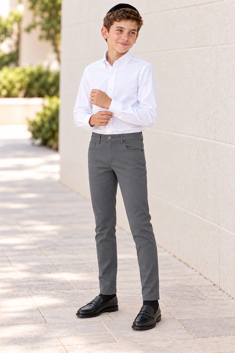 T.O. Boy's 5-Pocket Performance Pants - Medium Grey