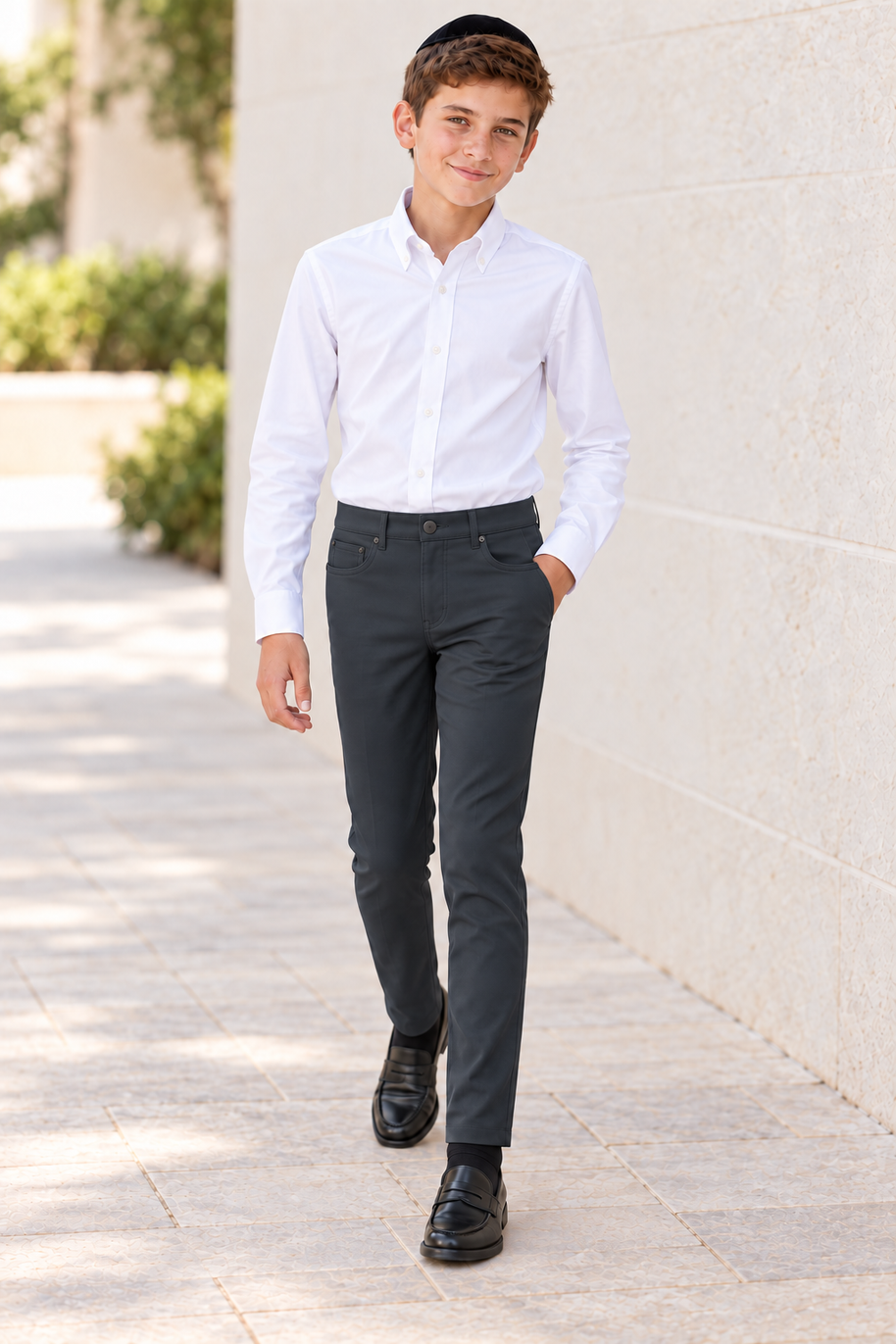 T.O. Boy's 5-Pocket Performance Pants - Dark Grey