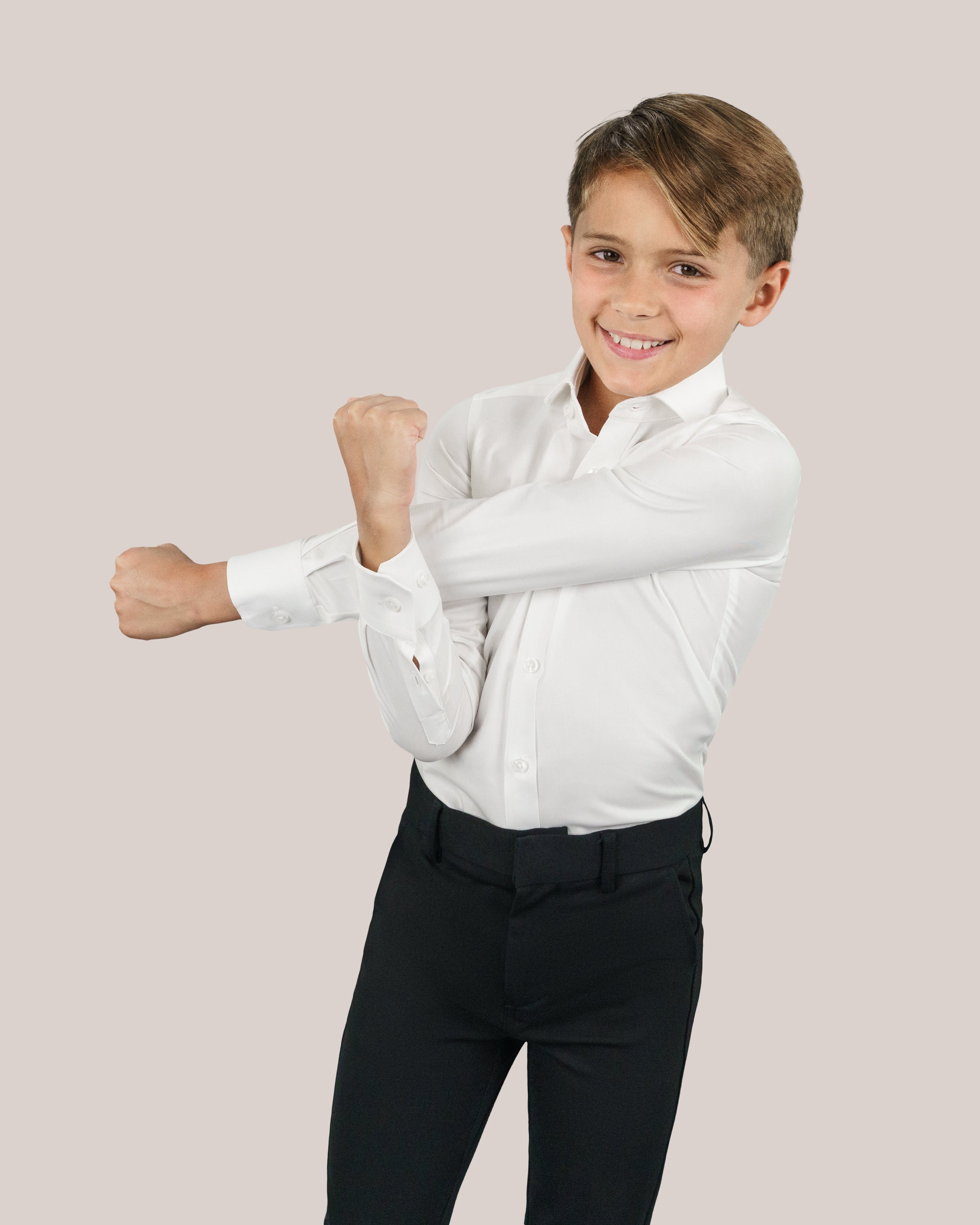 Boy's Long Sleeve Stretch Label Non-Iron Shirt