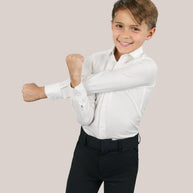 Boy's Short Sleeve Stretch Label Non-Iron Label Shirt