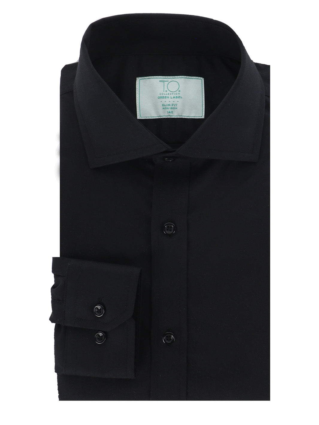 T.O. Collection Boy's Green Label Solid Black Non Iron Shirt