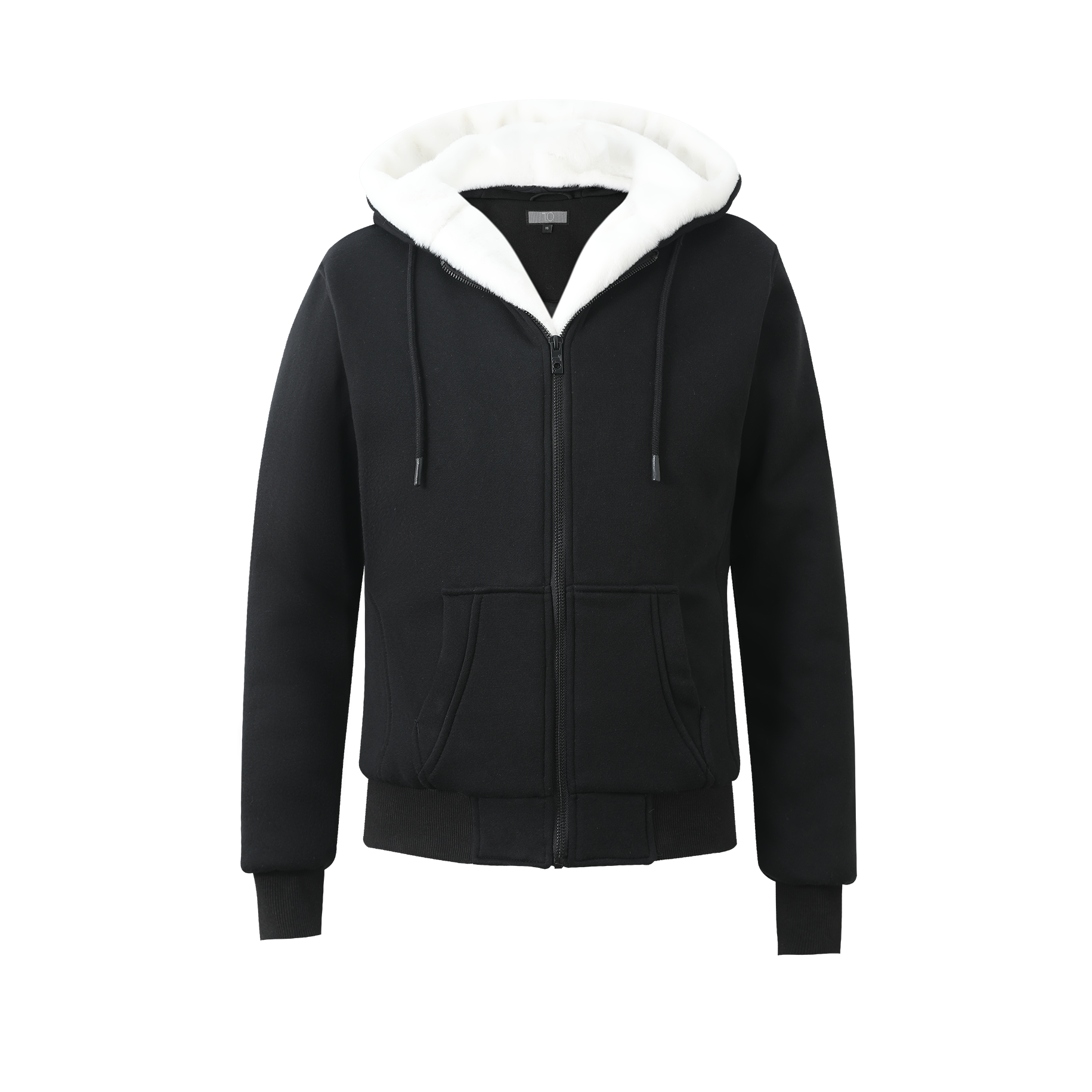 T.O. Collection Boy's Black Hoodie - White Removable Fur