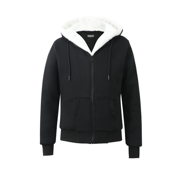 T.O. Collection Boy's Black Hoodie - White Removable Fur