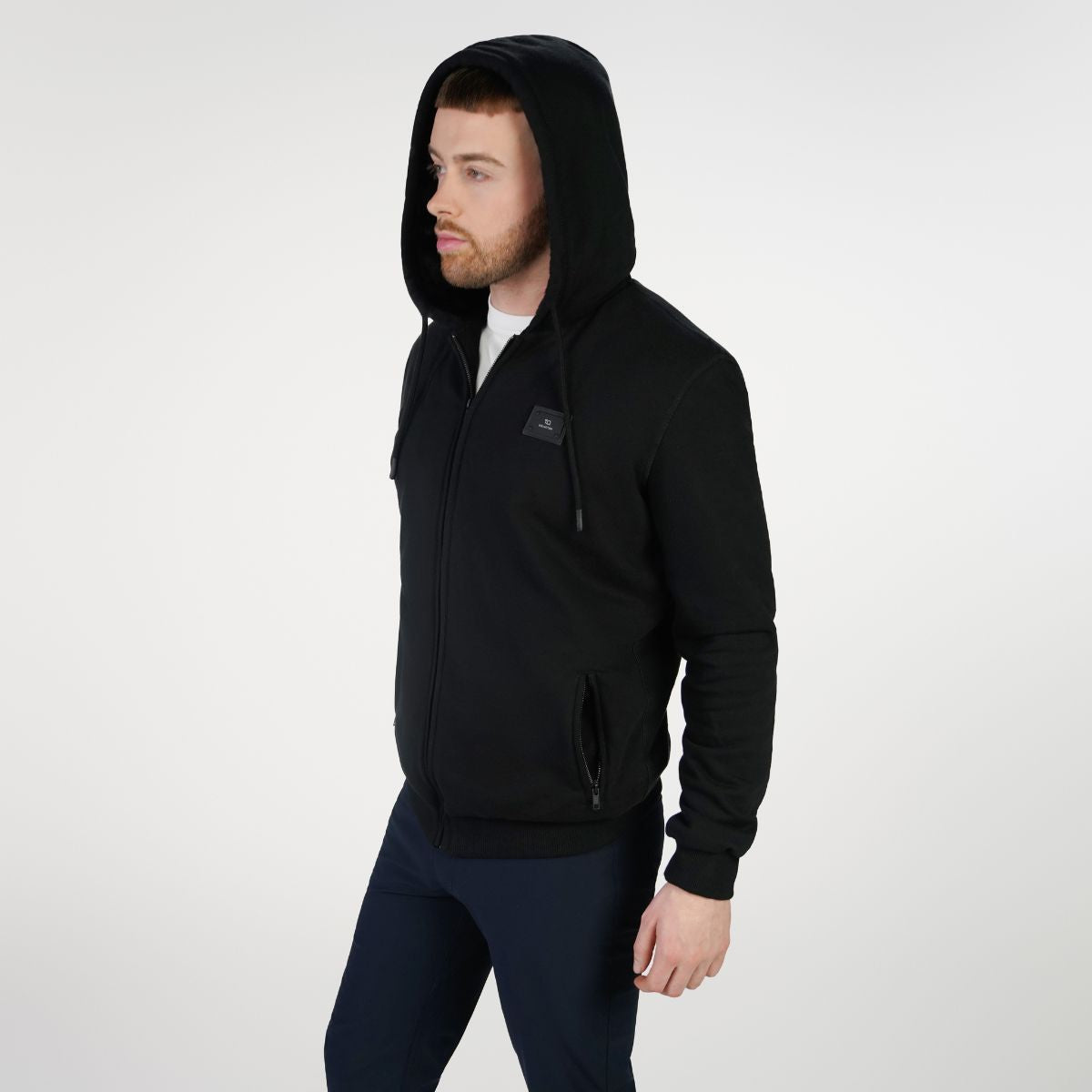 T.O. Collection Men's Black Fully Lined Fur Hoodie - Black