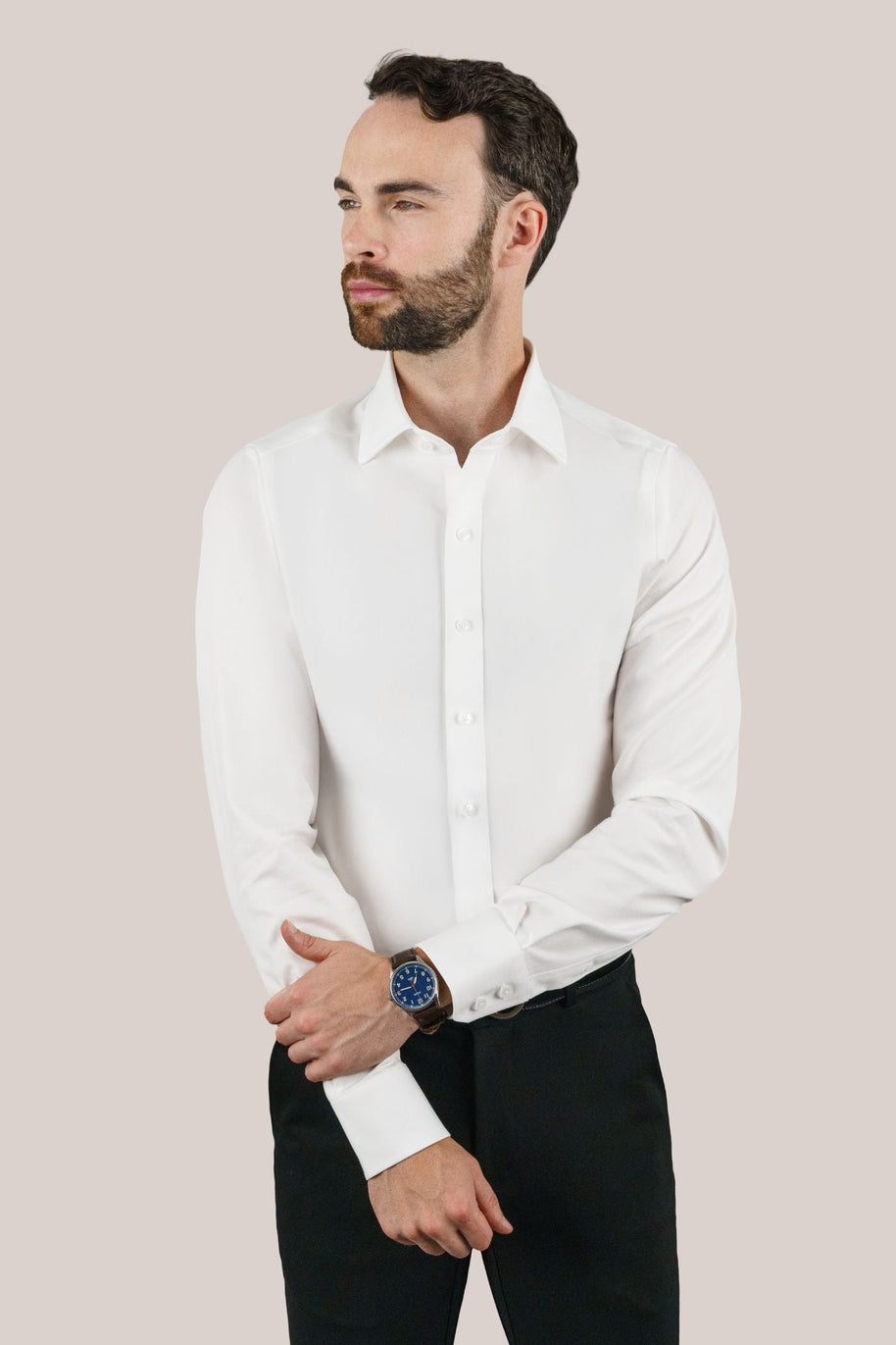 Men's Platinum Stretch White Dress Shirt
