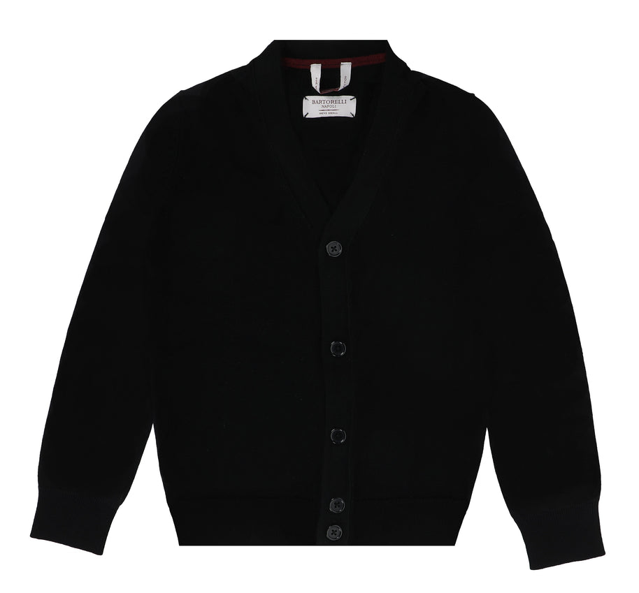 Bartorelli Napoli Merino Wool Men's Cardigan Sweater - Black
