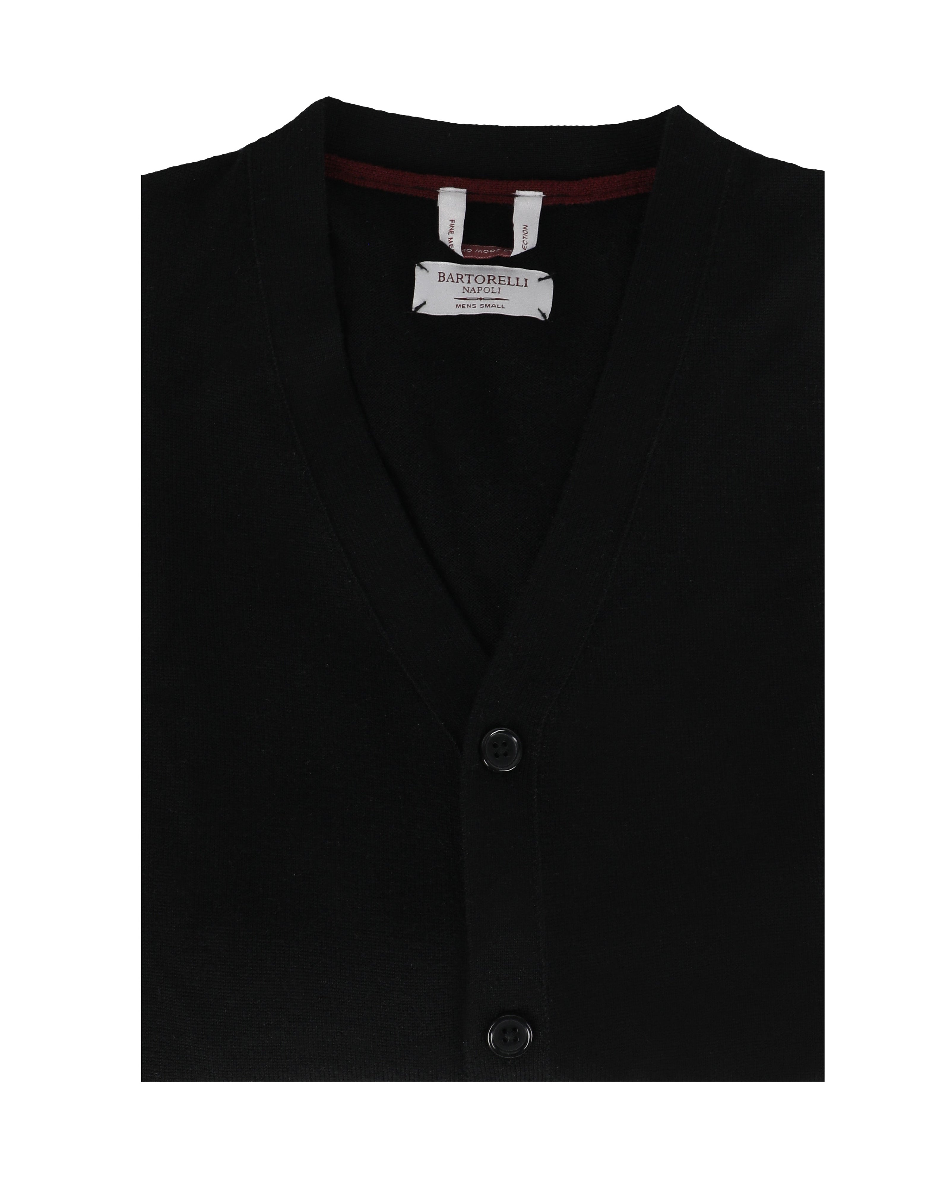 Bartorelli Napoli Merino Wool Men's Cardigan Sweater - Black