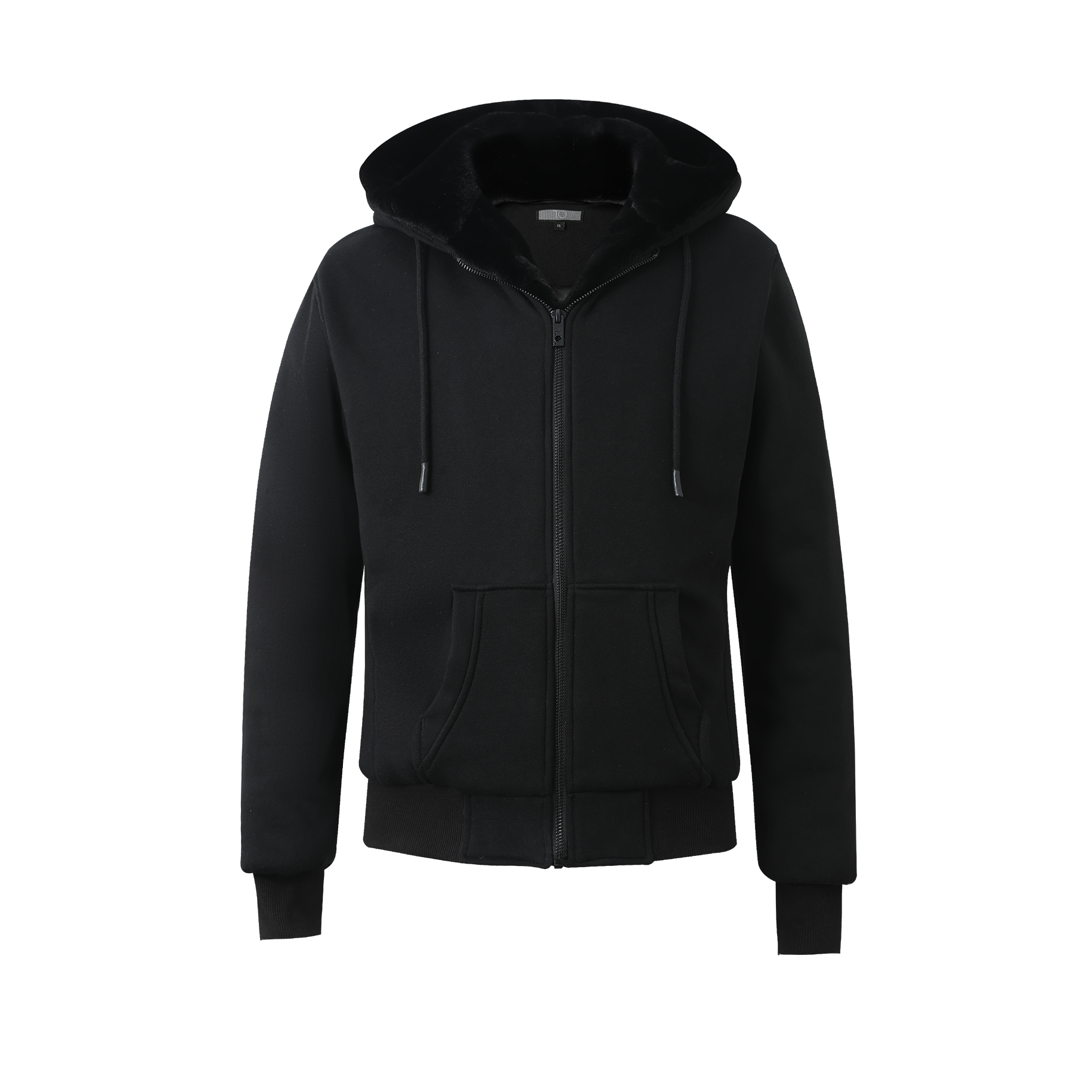 T.O. Collection Men's Black Hoodie - Black Removable Fur