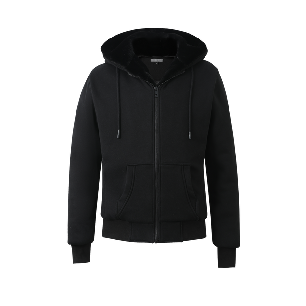 T.O. Collection Men's Black Hoodie - Black Removable Fur