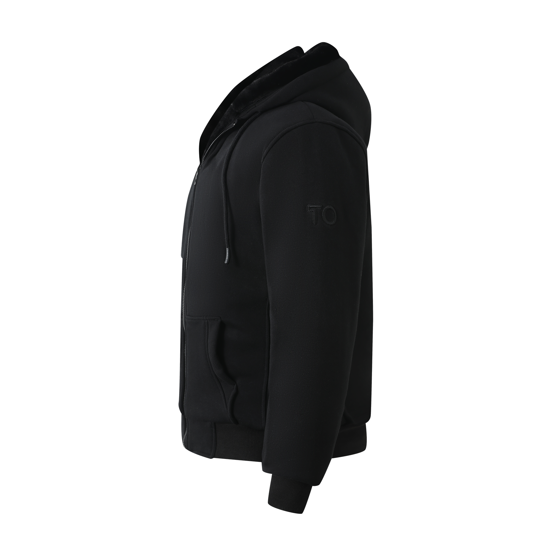 T.O. Collection Boy's Black Hoodie - Black Removable Fur