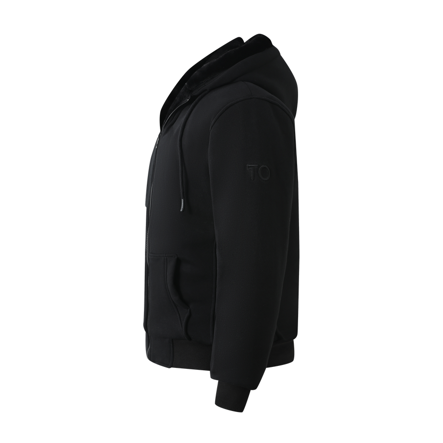 T.O. Collection Boy's Black Hoodie - Black Removable Fur