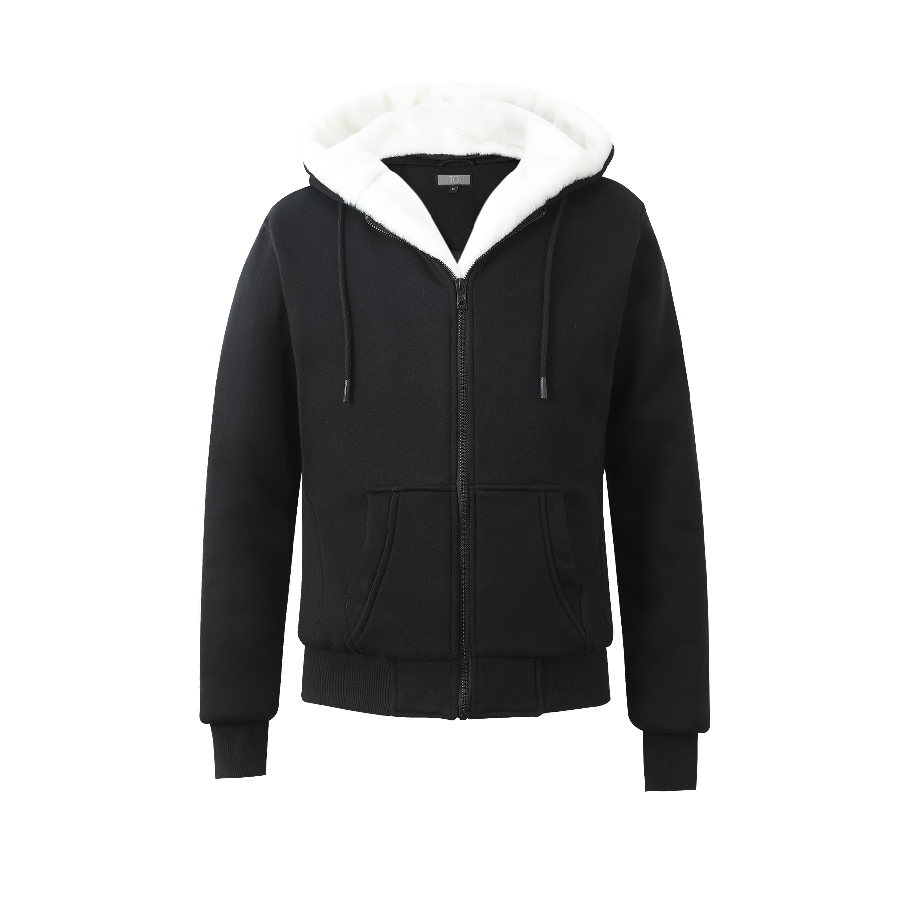 T.O. Collection Men's Black Hoodie - White Removable Fur
