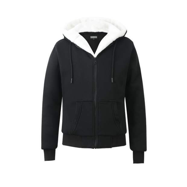 T.O. Collection Men's Black Hoodie - White Removable Fur