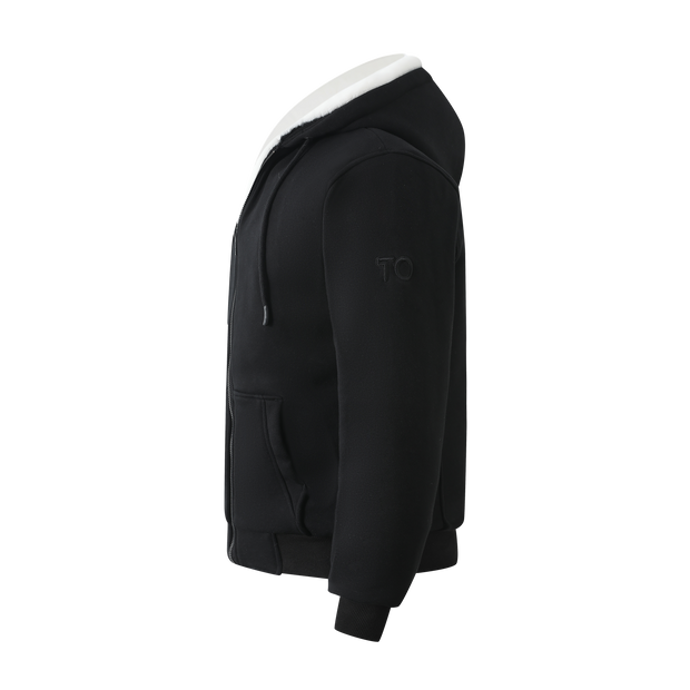 T.O. Collection Boy's Black Hoodie - White Removable Fur