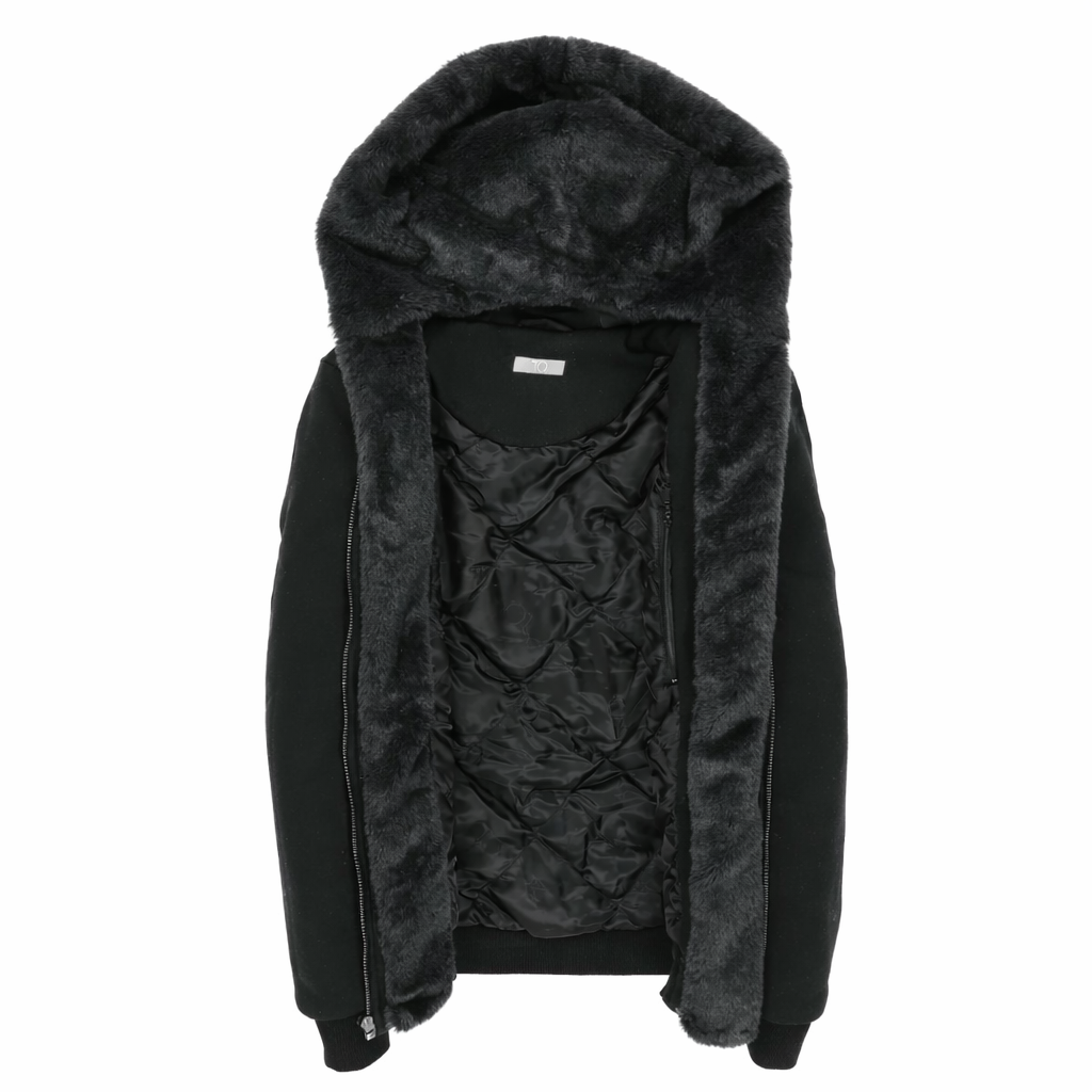 T.O. Collection Boy's Black Hoodie - Charcoal Removable Fur