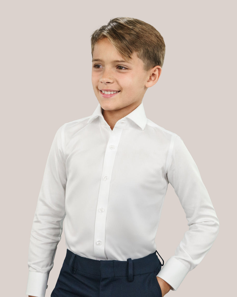 Boy's Purple Label White Twill Non-Iron Shirt