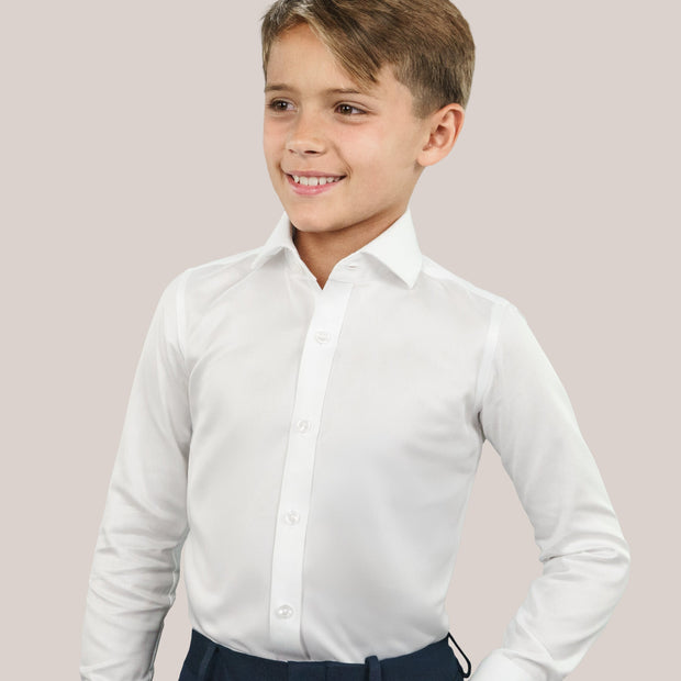Boy's Purple Label White Twill Non-Iron Shirt