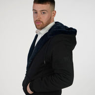 T.O. Collection Men's Fully Lined Black Hoodie - Navy Fur