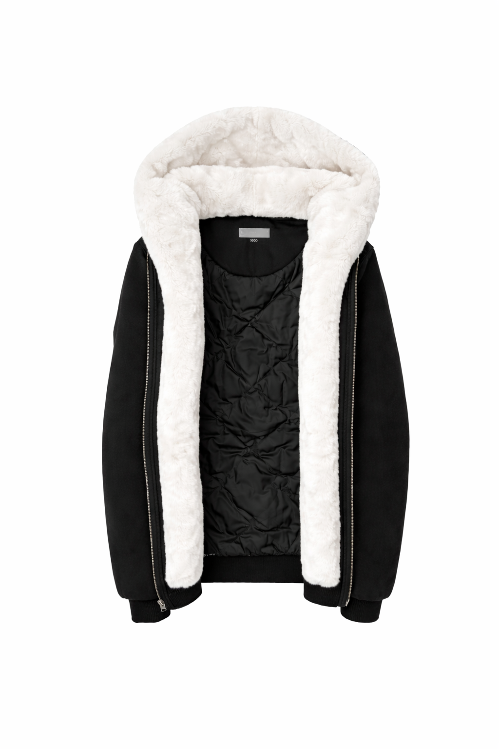 T.O. Collection Men's Black Hoodie - White Removable Fur