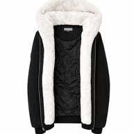 T.O. Collection Men's Black Hoodie - White Removable Fur